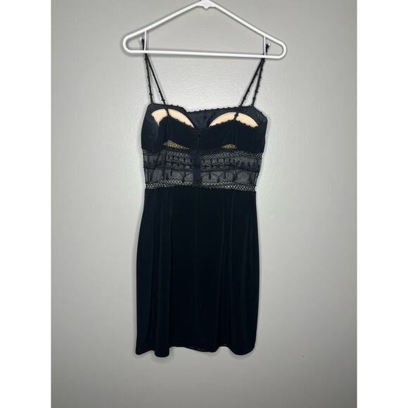 CACHE Vintage Designer Black Cut Out Bodycon Beaded Party Womens Mini Dress 8 - Picture 6 of 9